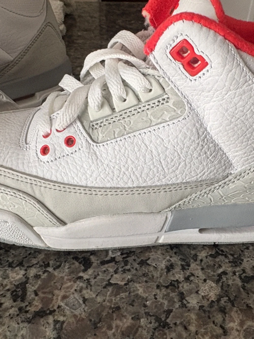 Jordan Kids White and Crimson High Top Sneakers